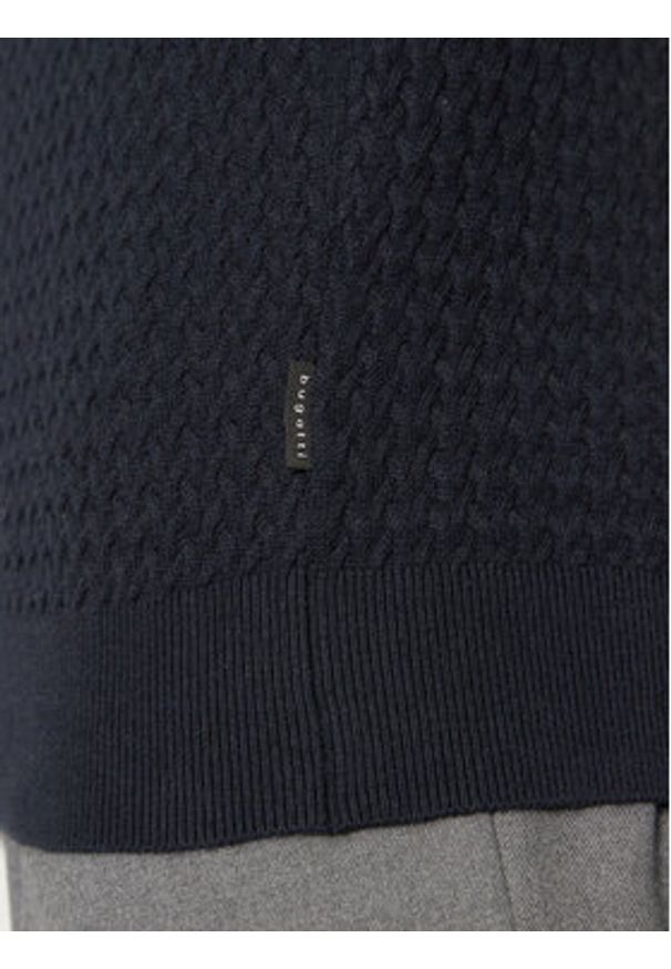 Bugatti Sweter 7400 65521B Granatowy Regular Fit. Kolor: niebieski. Materiał: bawełna