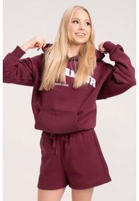 GYM GLAMOUR - Spodenki fitness damskie Gym Glamour dresowe. Kolor: czerwony. Materiał: dresówka. Sport: fitness