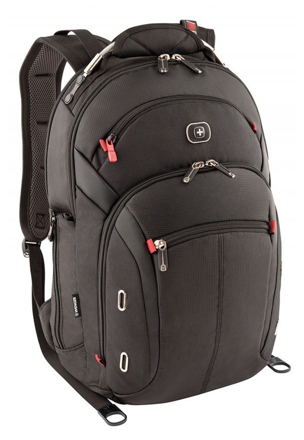 Plecak Wenger Gigabyte 15'' czarny. Kolor: czarny. Materiał: materiał. Wzór: paski. Styl: elegancki