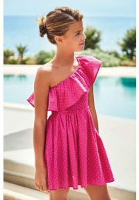 Mayoral sukienka dziecięca kolor różowy mini rozkloszowana. Kolor: różowy. Materiał: materiał. Typ sukienki: rozkloszowane. Długość: mini #1
