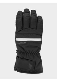 4f - Rękawice narciarskie męskie. Kolor: czarny. Materiał: syntetyk, materiał, skóra. Technologia: Thinsulate. Sezon: zima. Sport: narciarstwo #1