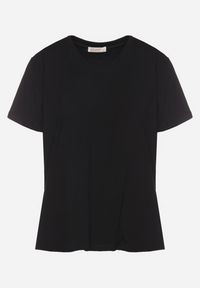 Born2be - Czarny Bawełniany T-shirt z Trójkątnym Dekoltem Nelirna. Okazja: na co dzień. Kolor: czarny. Materiał: bawełna. Styl: casual