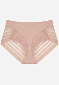 Renee - Różowe Siateczkowe Majtki Figi High Waist z Koronkowymi Zdobieniami Heylih. Stan: podwyższony. Kolor: różowy. Materiał: koronka. Wzór: aplikacja #2