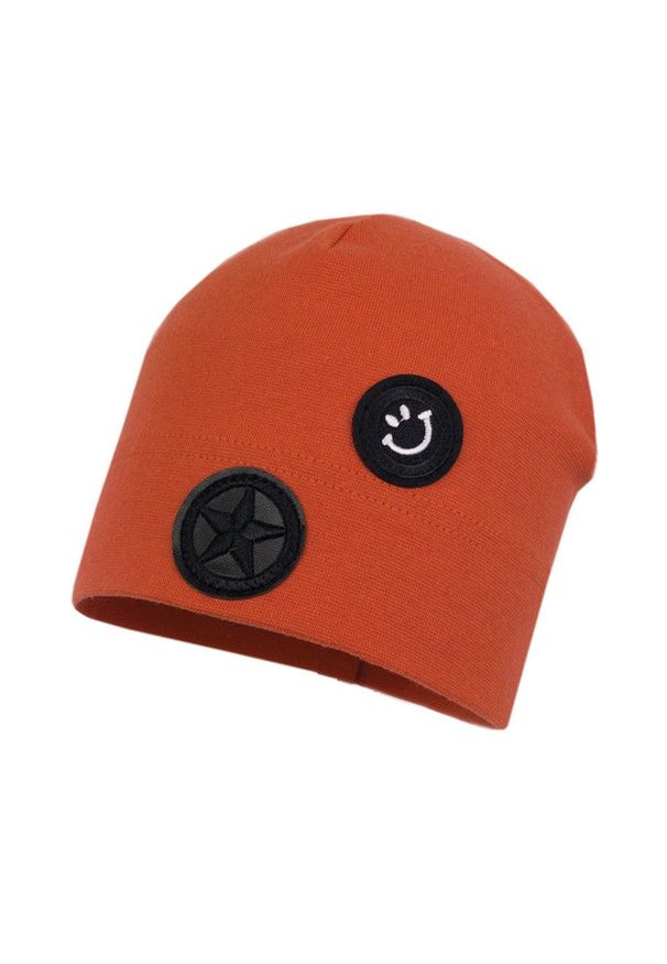 Jamiks czapka dziecięca Smile kolor pomarańczowy z cienkiej dzianiny. Kolor: pomarańczowy. Materiał: dzianina