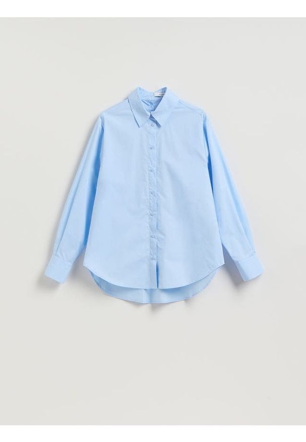Reserved - Koszula z ozdobnym kołnierzem - jasnoniebieski. Kolor: niebieski. Materiał: bawełna, tkanina