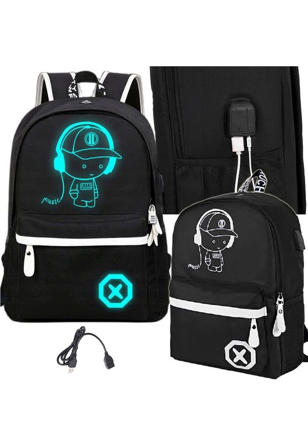 Verk Plecak szkolny młodzieżowy music odblaskowy usb wielokomorowy świecący. Styl: młodzieżowy