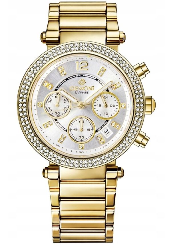Zegarek Giewont Zegarek Damski Giewont Sapphire Złoto Srebrny GW3380-B2. Kolor: srebrny, złoty, wielokolorowy