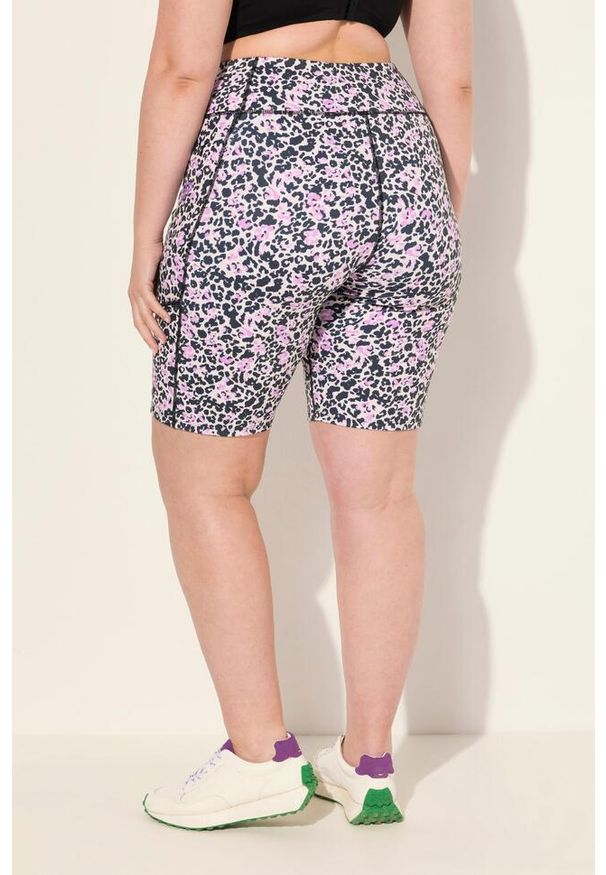 ULLA POPKEN - Damskie Kolarki szybkoschnące ażurowy wzór kieszeń. Kolekcja: plus size. Kolor: czarny. Materiał: elastan, poliester, materiał. Wzór: ażurowy