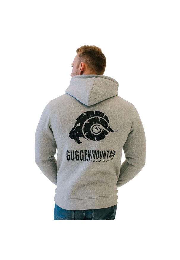 GUGGEN MOUNTAIN - Męska bluza polarowa z kapturem i długim rękawem Outdoor. Typ kołnierza: kaptur. Kolor: szary, wielokolorowy, czarny. Materiał: poliester, bawełna. Długość rękawa: długi rękaw. Długość: długie. Sport: outdoor