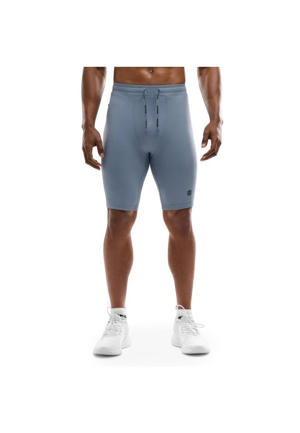 SIROKO - Męskie treningowe legginsy kolarki Fitness Siroko Auckland. Kolor: niebieski. Materiał: materiał. Długość: krótkie. Sezon: lato. Sport: fitness