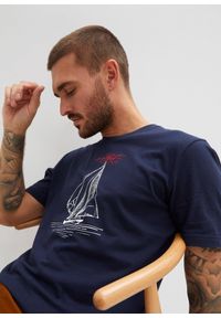 bonprix - T-shirt (2 szt.), z czystej bawełny organicznej. Kolor: niebieski. Materiał: bawełna. Wzór: nadruk