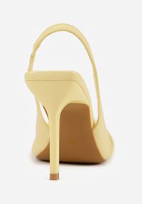 Renee - Żółte Sandały na Szpilce VICES z Metaliczną Ozdobą i Marszczeniem Orinlisa. Kolor: żółty. Wzór: aplikacja. Sezon: lato. Obcas: na szpilce #4