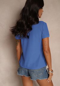 Renee - Niebieski Bawełniany T-shirt Typu Polo Arsenllia. Okazja: na co dzień. Typ kołnierza: polo. Kolor: niebieski. Materiał: bawełna. Styl: elegancki, casual, klasyczny #5