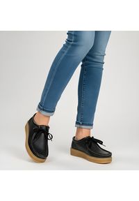 Czarne Półbuty Hee Skórzane Buty Damskie. Zapięcie: sznurówki. Kolor: czarny. Materiał: skóra. Szerokość cholewki: normalna. Styl: elegancki, retro, klasyczny #3