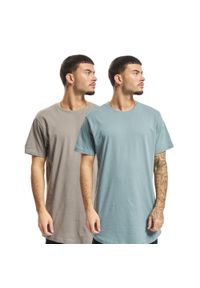 Urban Classics - T-shirt Męski Charakterystyczny Kształt 2pak. Kolor: szary, niebieski, wielokolorowy. Sport: turystyka piesza #1