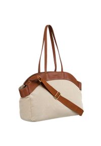 Duża torba damska wykonana ze skóry naturalnej i włókna poliamidowego w beżowo-brązowym kolorze Peterson PTN CAN-01. Kolor: beżowy, wielokolorowy, brązowy. Materiał: skórzane #1