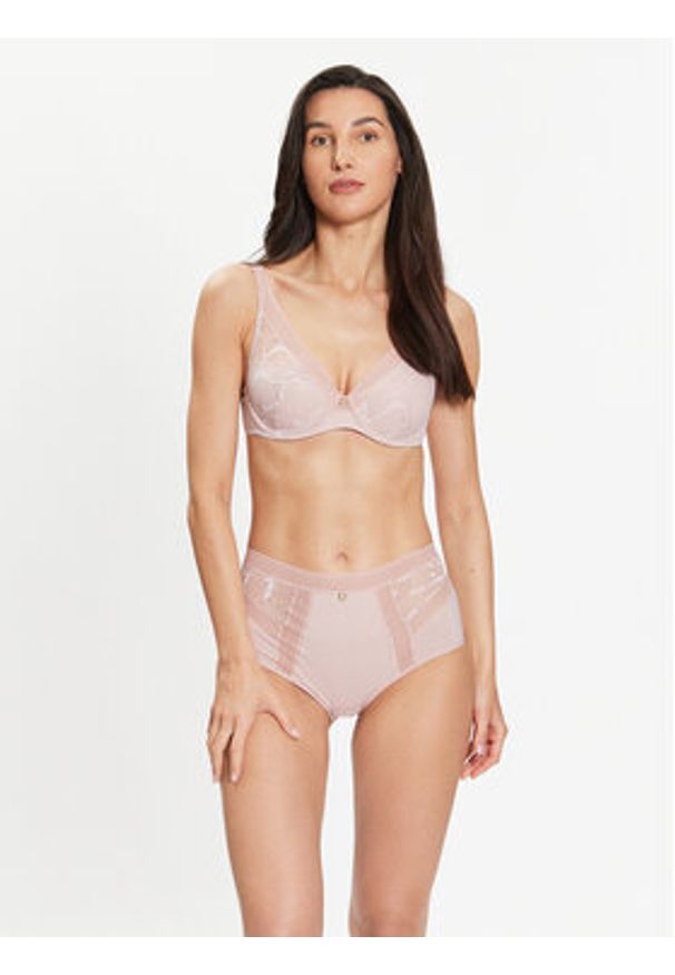 Chantelle Biustonosz z fiszbiną True Lace C11M20 Różowy. Kolor: różowy. Materiał: syntetyk