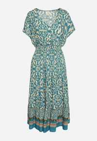 Born2be - Miętowa Bawełniana Sukienka z Dekoltem w Serek Zapinana na Guziki z Gumką w Pasie Kelea. Okazja: na co dzień. Typ kołnierza: dekolt w serek. Kolor: miętowy. Materiał: bawełna. Typ sukienki: proste. Styl: wizytowy, casual, klasyczny, elegancki #4