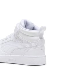 Puma - Dziecięce sneakersy Rebound V6 Mid PUMA White Cool Light Gray. Kolor: wielokolorowy, szary, biały. Materiał: skóra, syntetyk. Szerokość cholewki: normalna. Sport: koszykówka