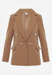Renee - Jasnobrązowa Marynarka Niezapinana z Dekoracyjnymi Guzikami Cose. Kolor: beżowy. Materiał: materiał #7