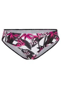 Figi bikini bonprix czarno-różowy w kwiaty. Kolor: czarny. Wzór: kwiaty #1
