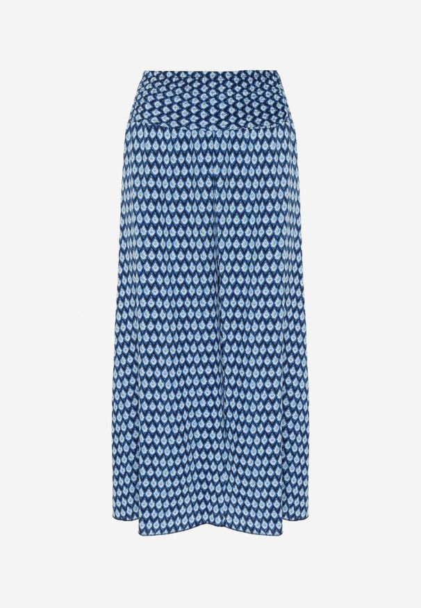 Renee - Granatowo-Niebieskie Szerokie Spodnie z Wiskozy z Marszczoną Gumką w Talii Mellody. Kolor: niebieski. Materiał: wiskoza. Styl: boho