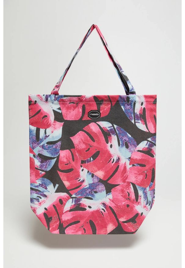 MOODO - Bawełniana torba z wzorem liści różowa. Kolor: różowy