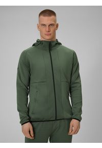 4f - 4F Bluza treningowa regular szybkoschnąca męska - khaki XL. Kolor: oliwkowy, brązowy, wielokolorowy. Materiał: materiał #1