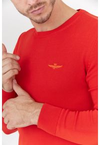 Aeronautica Militare - AERONAUTICA MILITARE Czerwony sweter męski. Kolor: czerwony. Materiał: wełna #4