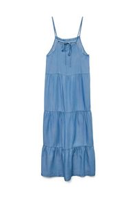 Vero Moda Sukienka letnia Fleur 10326075 Niebieski Loose Fit. Kolor: niebieski. Materiał: lyocell. Sezon: lato #6