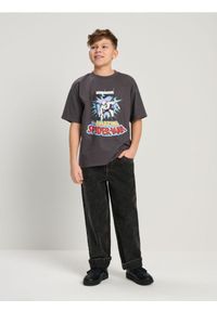 Sinsay - Bawełniana koszulka z nadrukiem Spider-Man - szary. Kolor: szary. Materiał: bawełna. Wzór: nadruk #1