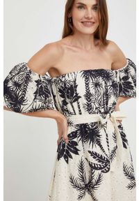 Answear Lab sukienka bawełniana kolor biały maxi rozkloszowana. Typ kołnierza: dekolt w karo. Kolor: biały. Materiał: bawełna. Typ sukienki: rozkloszowane. Styl: wakacyjny. Długość: maxi #4