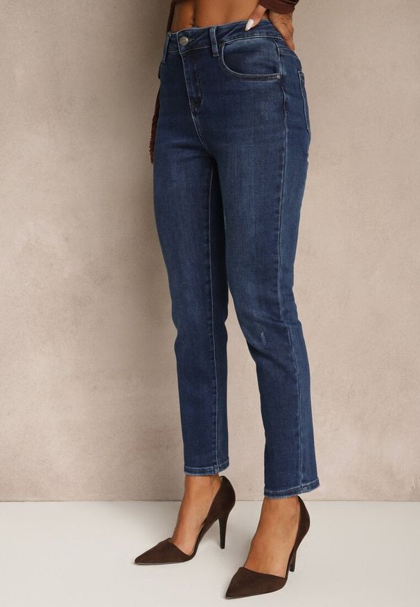 Renee - Niebieskie Jeansy Skinny Regular Waist z Dodatkiem Wiskozy Zenesia. Kolor: niebieski. Styl: klasyczny