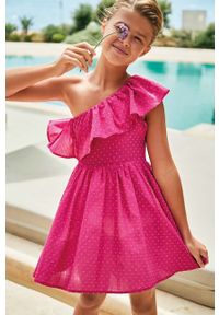Mayoral sukienka dziecięca kolor różowy mini rozkloszowana. Kolor: różowy. Materiał: materiał. Typ sukienki: rozkloszowane. Długość: mini #2