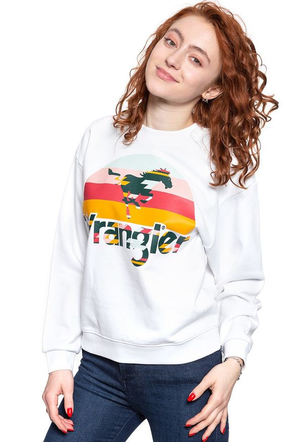 Wrangler - BLUZA WRANGLER 80´S RETRO SWEAT WHITE W6N0HO989. Kolor: biały. Styl: retro