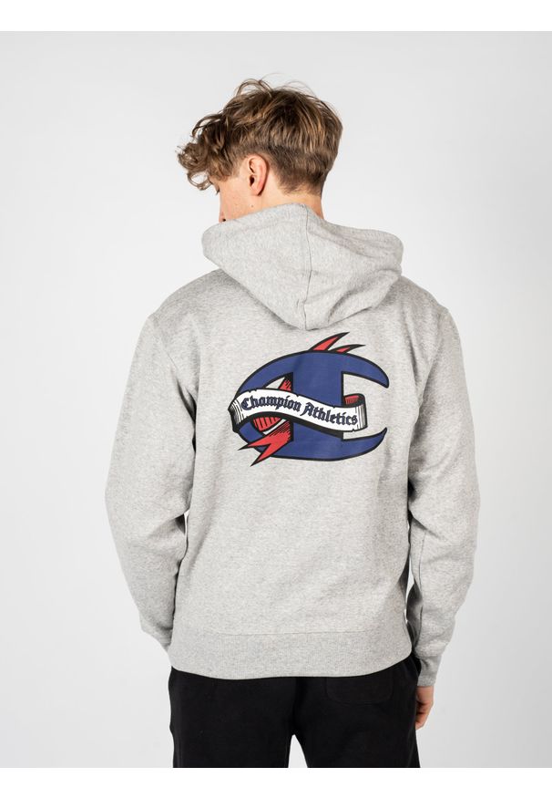 Champion Bluza "Hoodie" | HBGF89H586NKA | Mężczyzna | Szary. Okazja: na co dzień. Typ kołnierza: kaptur. Kolor: szary. Materiał: poliester, bawełna. Wzór: nadruk, aplikacja. Styl: casual