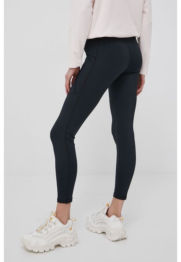 Roxy legginsy damskie kolor czarny gładkie. Kolor: czarny. Materiał: dzianina, materiał, bawełna. Wzór: gładki