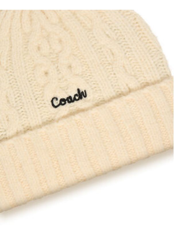 Coach Czapka CCL47 Écru. Kolor: kremowy. Materiał: poliester