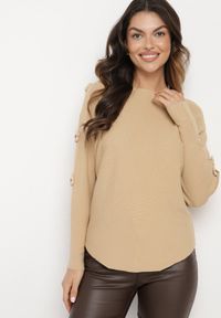 Born2be - Ciemnobeżowy Sweter z Wiskozą i Wycięciami przy Rękawach Evancia. Okazja: na co dzień, na spotkanie biznesowe, do pracy. Kolor: beżowy. Materiał: wiskoza. Styl: klasyczny, elegancki, biznesowy, casual #6