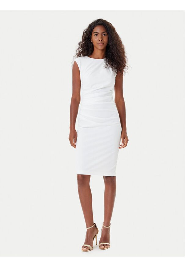 Rinascimento Sukienka koktajlowa CFC0125332003 Écru Slim Fit. Materiał: syntetyk. Styl: wizytowy