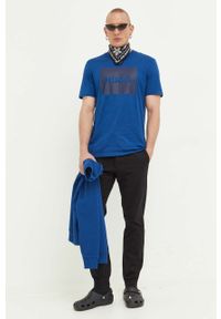 Hugo - HUGO bluza bawełniana męska kolor niebieski z nadrukiem. Kolor: niebieski. Materiał: bawełna. Wzór: nadruk #5