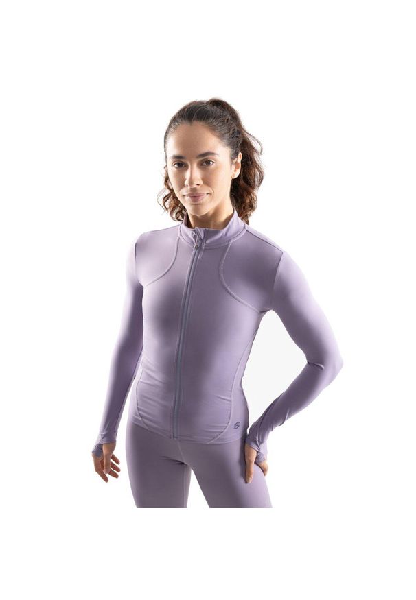 SIROKO - Damska ultralekka kurtka treningowa Fitness Siroko Nusa. Kolor: fioletowy. Materiał: materiał. Sezon: zima. Sport: fitness