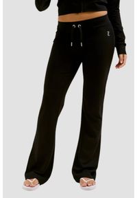 Juicy Couture - JUICY COUTURE Czarne damskie spodnie dresowe Single Jersey Apollo Low Rise, Rozmiar S. Kolor: czarny. Materiał: dresówka, jersey