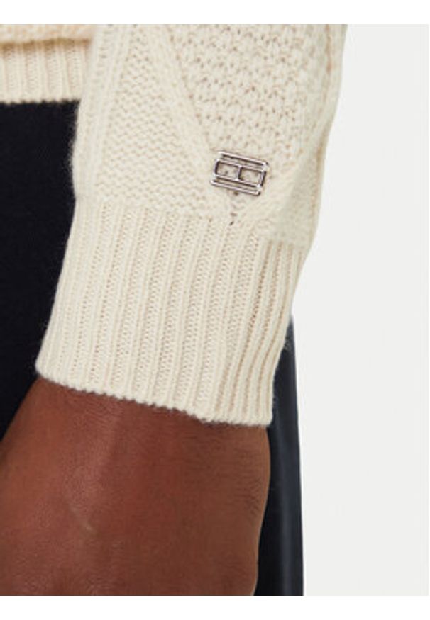 TOMMY HILFIGER - Tommy Hilfiger Golf MW0MW40914 Écru Regular Fit. Typ kołnierza: golf. Materiał: wełna