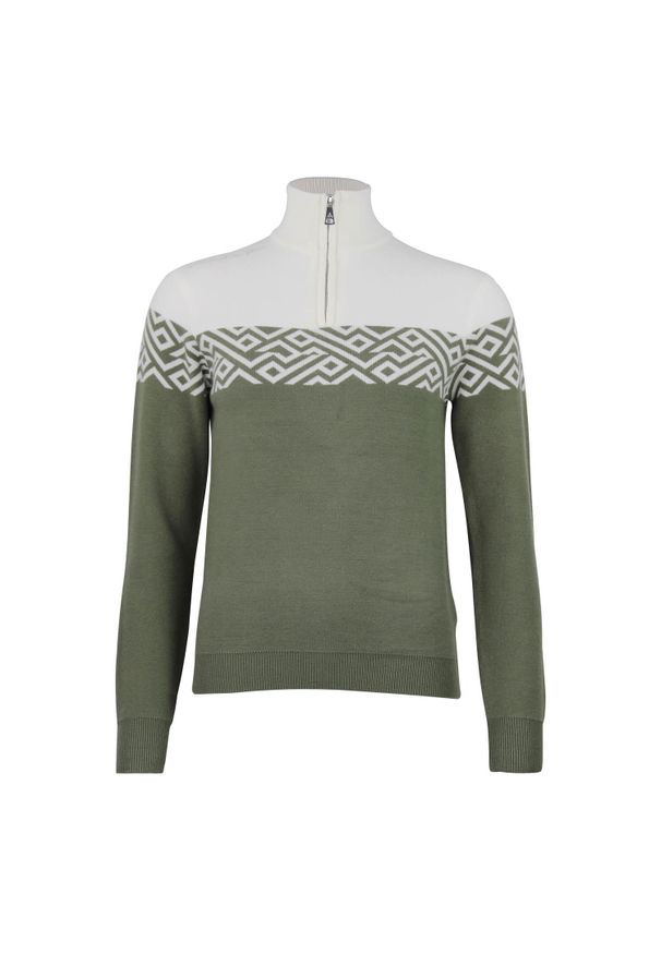 PEAK MOUNTAIN - Bardzowy golf 1/2 zamek damski Peak Mountain Akar. Typ kołnierza: golf. Kolor: zielony. Sport: golf