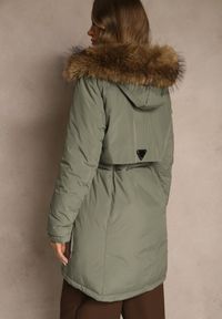 Renee - Zielona Klasyczna Kurtka Parka z Kapturem z Futrem Nalisava. Typ kołnierza: kaptur. Kolor: zielony. Materiał: futro. Styl: klasyczny #4