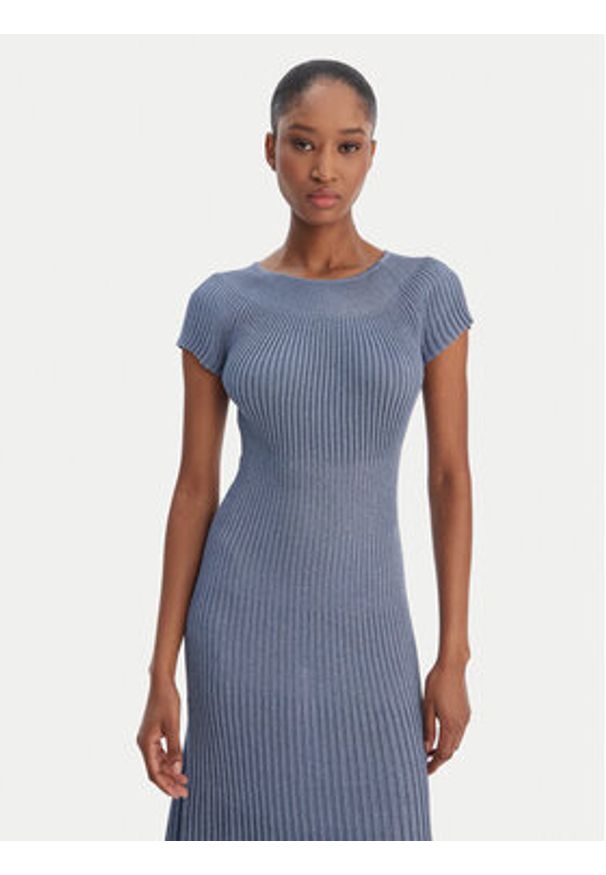 Marella Sukienka dzianinowa Draghi 2613321041 Błękitny Regular Fit. Kolor: niebieski. Materiał: wiskoza
