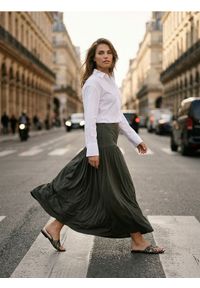 Sinsay - Spódnica maxi z ozdobnymi falbanami - zielony. Kolor: zielony #1