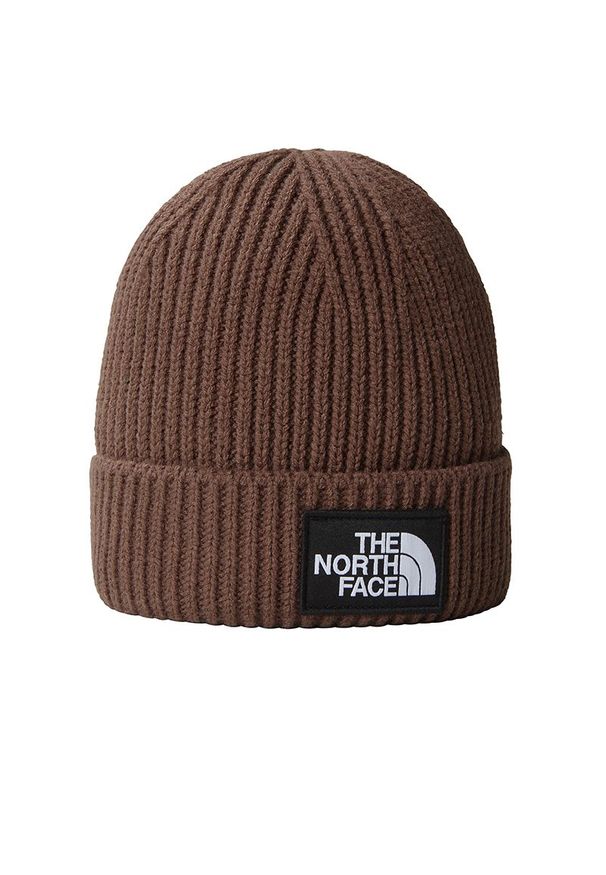 Czapka The North Face Logo Box Beanie 0A3FJX1OI1 - brązowa. Kolor: brązowy. Materiał: akryl. Wzór: aplikacja. Styl: klasyczny