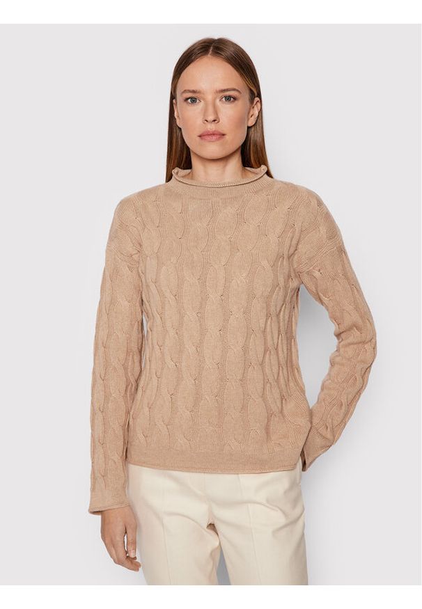 United Colors of Benetton - United Colors Of Benetton Sweter 1335D2467 Brązowy Regular Fit. Kolor: brązowy. Materiał: syntetyk